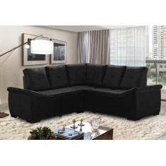 Sofá de Canto Japão 5 lugares Suede - Sofá Casa, Preto