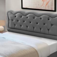 Cabeceira de Cama Box Madeira Estofada Casal Sofia - D'Julia, Cinza