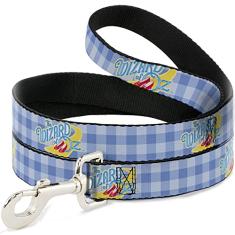 Coleira para animais de estimação da Filmes, coleira de cachorro, logotipo do Mágico de Oz Azul Gingham Checker, 1,0 m de comprimento, 2,5 cm de largura