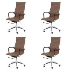 Kit 4 Cadeiras Escritório Presidente Esteirinha Rodízio Relax material