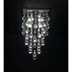 LUSTRE DE CRISTAL PARA SALA QUARTO COM 45 CM DE ALTURA,BASE DE INOX ESPELHADO 30X30 CM
