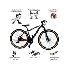 Bicicleta Aro 29 Salut Cabeamento Interno 27v, Cambios Shimano Altus, Freios Hidraulicos e Cubo K7 e-Unissex