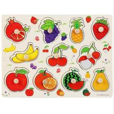 Quebra Cabeça Montessori de Madeira 30cm - Frutas