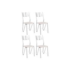 Cadeira Sala de Jantar Nápoles 4C045 Kit 4 Un Cromado/Courano Branco - Kappesberg