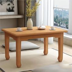 Mesa de centro de bambu, mesa de chá retangular de madeira, mesa de chá pequena, mesa baixa multifuncional para sala de estar, escritório em casa