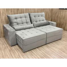 Sofá Retrátil Reclinável 2,90 m Bege 419 Baruqui