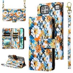 Furill Capa carteira para LG K92 5G com alça de pulso alça de ombro transversal flor couro 6+ compartimentos para cartões bolsa com zíper suporte para cartão de crédito capa de telefone LGK925G K 92 K