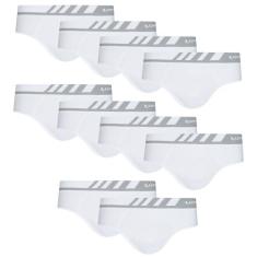 Kit Com 10 Cueca Slip Lupo Microfibra Sem Costura 691, Branco, G