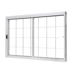 Janela de Aço de Correr Lateral 100x120cm 2 Folhas com Grade Quadrucul