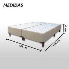 Base Box King Bipartido Padrão Suede Liso (1,93 x 2,03 m) Com 37 cm de