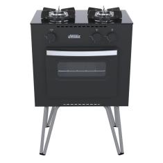 Fogão Portátil 2 Bocas Venax Mini Cook Gas Glp Preto Fosco U