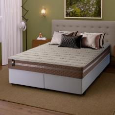 Conjunto Cama Box c/ Molas Ensacadas Georgia Bege Queen 158x198x60