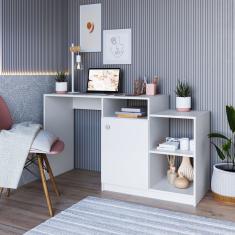 Escrivaninha Bancada Multiuso Uma Porta E Três Nichos 135cm Branco