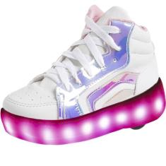 Tênis Infantil Feminino Com Rodinhas E Led Luzinha Que Pisca - Beakid,
