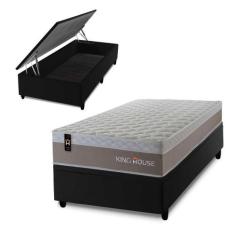 Conjunto Box Baú Sheffield Bege 88x188x72 c/ Molas Ensacadas - King Ho