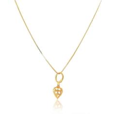 Colar Com Pingente Argolinha De Coração