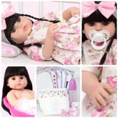 Boneca Reborn Realista Menina Morena Princesa Com 13 Itens