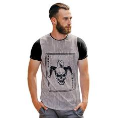 Camiseta Carta Baralho Skull Joker T Shirt Manga Curta