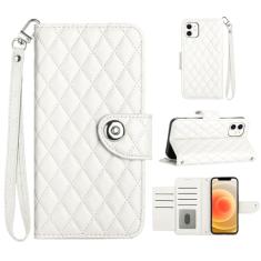 Para iPhone 12, capa carteira com alça de pulso, capa flip de couro com fecho magnético com 7 cartões e 1 compartimento para dinheiro, suporte feminino presente capa de telefone para Apple iPhone 12