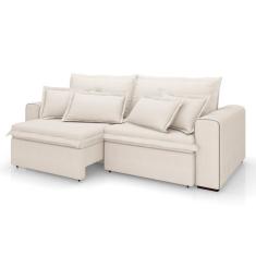 Sofá 3 Lugares Retrátil e Reclinável Cannes Linho Bouclé Cru 220 cm