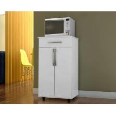 Balcão Multiuso 62cm 2 Portas 1 Gaveta Flex Juliana Branco/Preto - AJL