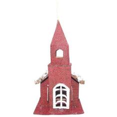 Enfeite de Natal Casinha Natalina Vermelha de Natal 17cm - Zona Livre