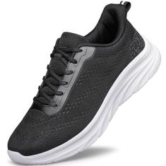 Tênis de corrida masculino, casual, leve, para treino, academia, tênis, corrida, amortecimento, Preto, branco, 41