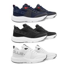 Kit 3 Tênis Ollie Academia Virtus Caminhada, 39, Marinho, Preto, Branc