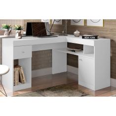 Mesa de Computador Solteiro Nilo c/ 1 Porta e 1 Gaveta Branco - Caemmun