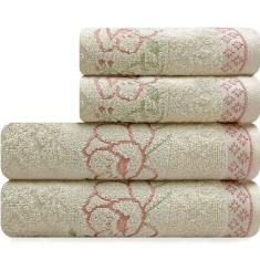 Jogo De Toalhas 4 Peças - Banho e Rosto Algodão Antipiling Yuna Karsten - Emcompre