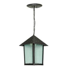 Pendente Colonial Quadrado Vidro Pontilhado - Preto