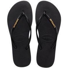 Chinelo Havaianas Slim Logo Metallic Feminino - Preto
