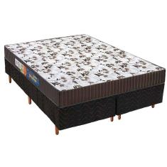Cama Box Queen: Colchão Espuma D33 Polar Pérola + Base Crc Fantasy Black(158X198)