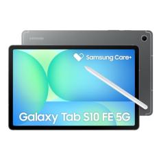 Tablet Samsung Galaxy Tab S10 FE 5G, Cinza, 128GB, 8GB RAM, Tela Imersiva de 10.9" 90Hz, Camera Traseira de 13MP, Câmera Frontal de 12MP Ultra Wide, Wifi 6, IP68, Android 15