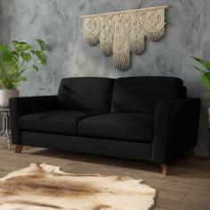 Sofá Sala de Estar Living 3 Lugares 240cm Presley Pés Madeira Veludo P
