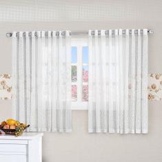 Cortina De Renda Floral 3,00M X 2,50M Charme Para Varão Simples Com Ilhóses - Branca