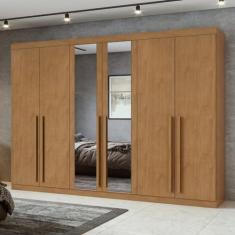 Guarda-roupa 6 Portas 4 Gavetas Bertha com espelho Amêndoa Clean