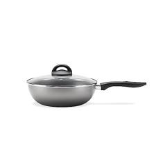 Wok com Tampa de Vidro Chilli, 24 cm, Prata, Brinox