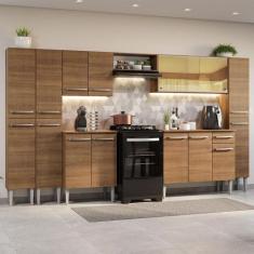 Armário de Cozinha Completa 325cm Rustic Emilly Madesa 04, Rustic