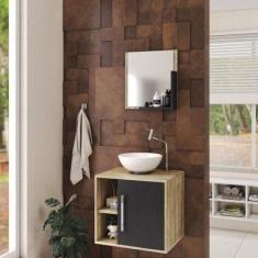 Conjunto para Banheiro Gabinete com Cuba Redonda R30 e Espelheira Soft