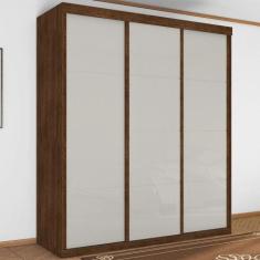 Roupeiro Casal Três Portas Correr Veneza Malbec Off White - Mais de Ca