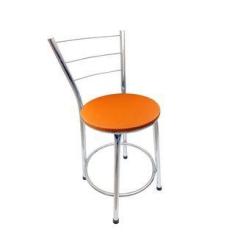 Banqueta Baixa Cromada Banquinho Com Encosto Para Cozinha Bistrô Bar B