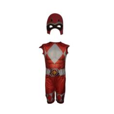 Fantasia Roupa Infantil Power Rangers Vermelho Com Máscara - Fashion S