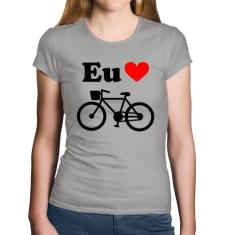 Baby Look Algodão Eu Amo Bicicleta - Foca na Moda, Cinza, G