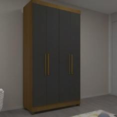 Guarda Roupa Eucamoveis Genova 4 Portas 2 Gavetas, Freijo/Nero