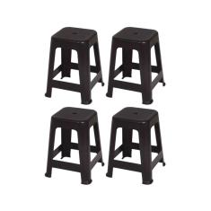 Kit 4 Banqueta Plástico Empilhável Cozinha Preto Mor