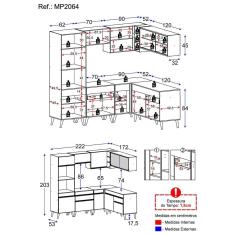 Cozinha Completa De Canto Veneza Gb Mp2064 Com Armário E Balcão Preta