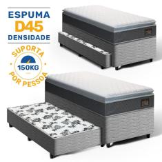Cama Box com Colchão de Espuma D45 Pillow Top Fort Comfort + Auxiliar de Espuma Unique Solteiro 88cm