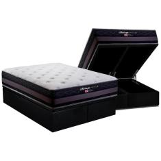 Cama Box Baú King: Colchão Molas Herval Maxspring Málaga + Base Crc Suede Black(193X203)