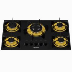 Cooktop a Gas 5 Bocas Venax Arena Preto Amarelo